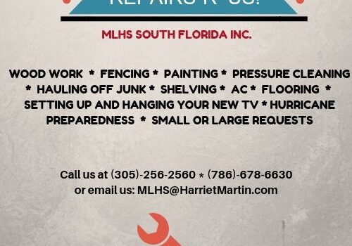 A flyer for repairs r us in the florida area.